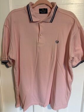 Fred Perry Pink Polo with Navy Twin Tipping